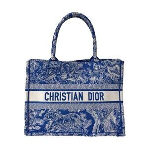 Christian Dior BOOK TOTE Reverse Toile de Juissovage Book Bag Blue White